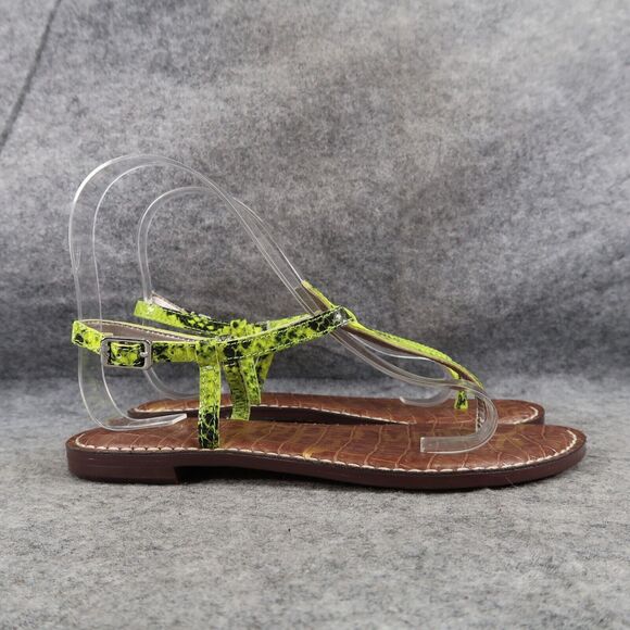 Sam Edelman Shoe Women 5.5 Sandal Fashion Snake Print Neon Gigi Flat Ankle Strap - Picture 2 of 12